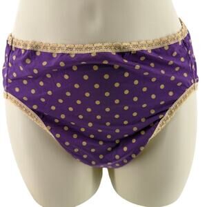 Soma Intimates High Leg Purple Tan Polka Dot Brief Womens Large
